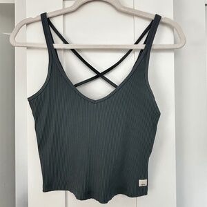 Vuori Rib Crop Tank in Stone